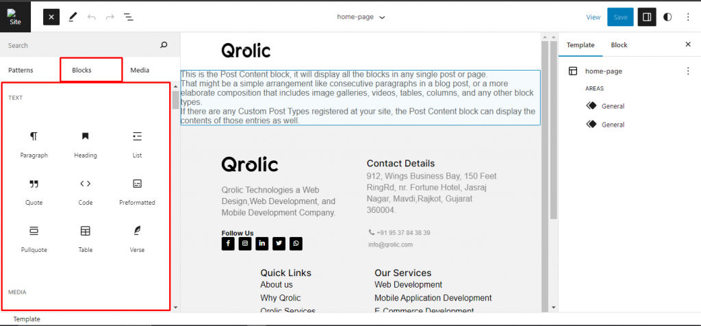 default block view