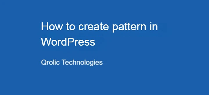 how to create pattern wordpress