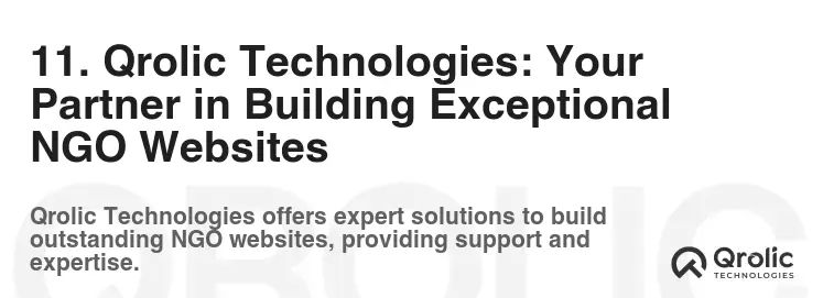 11. Qrolic Technologies: Your Partner in Building Exceptional NGO Websites 11. Qrolic Technologies: Your Partner in Building Exceptional NGO Websites