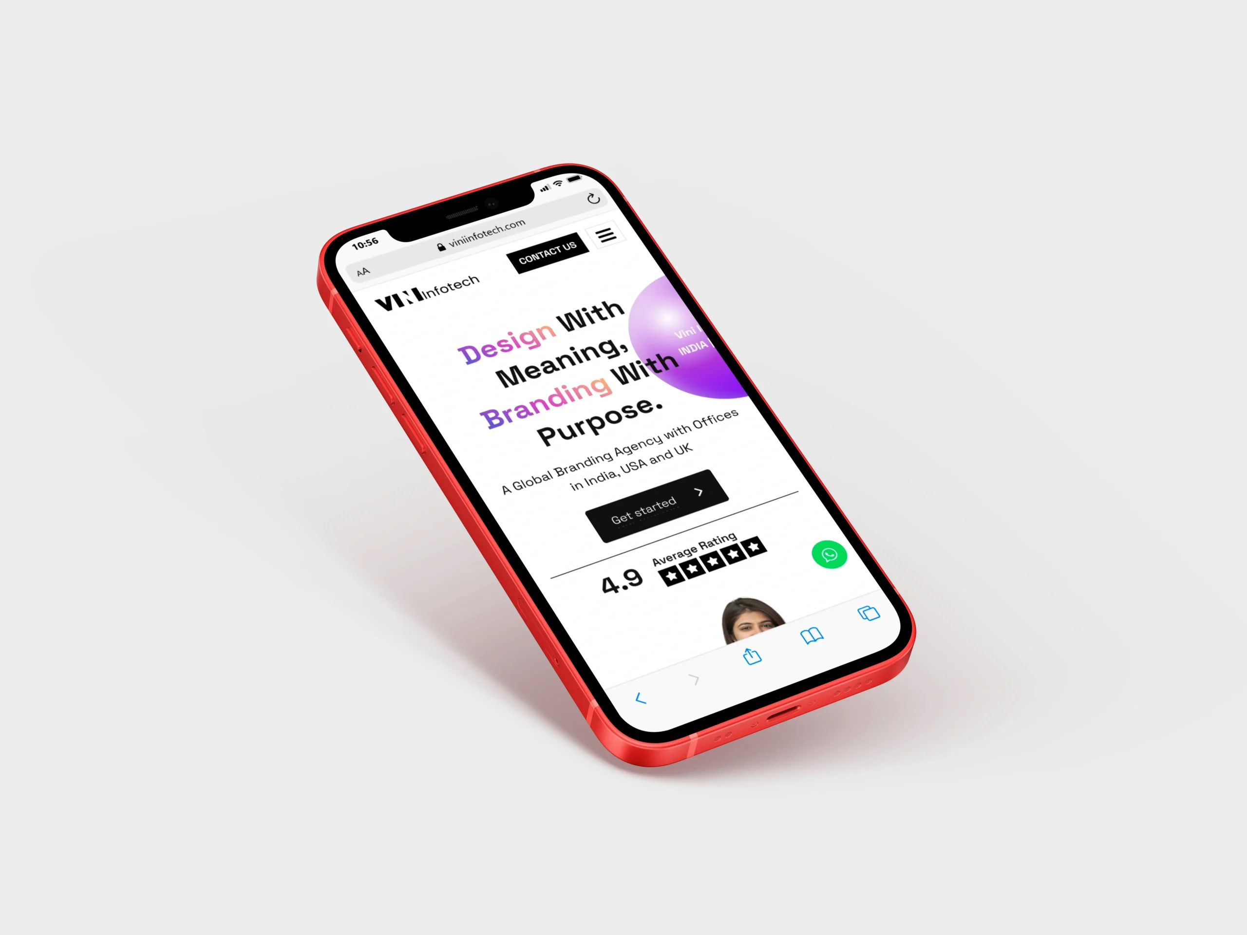 vini infotech phone mockup