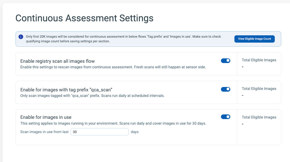Continuous Assessment Settings