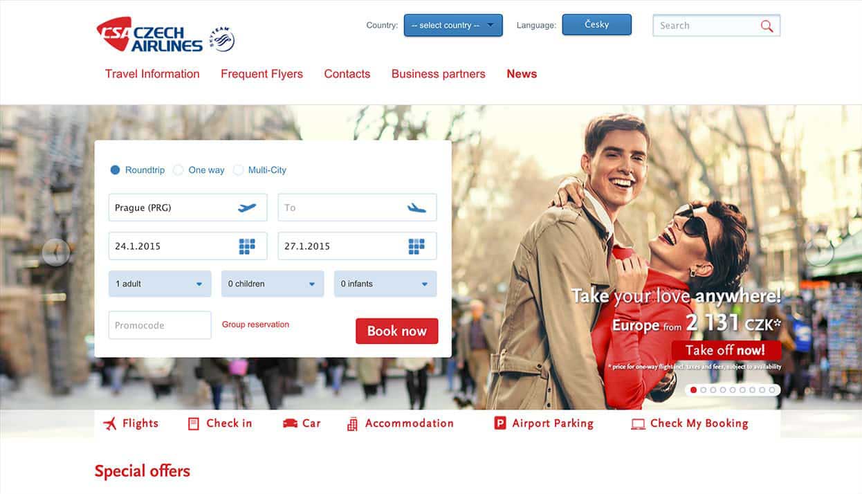 Czech Airlines home page