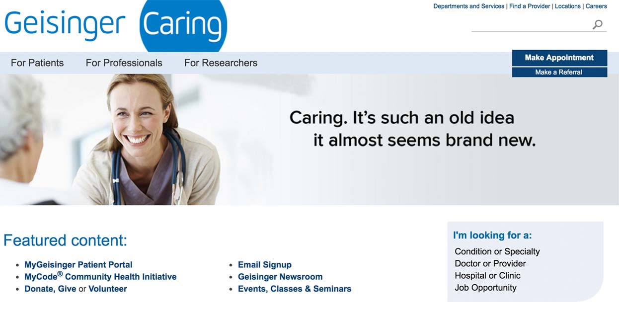 Geisinger Health System home page