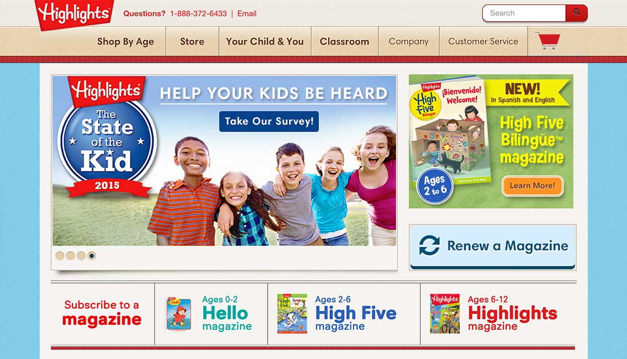 Highlghts for Children home page