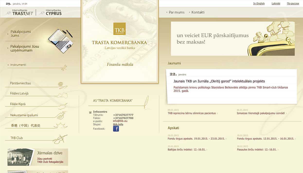 Trasta Komercbanka home page