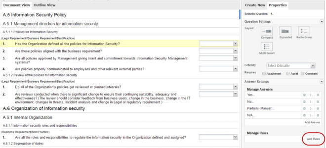 Create a rule in Qualys Security Assessment Questionnaire