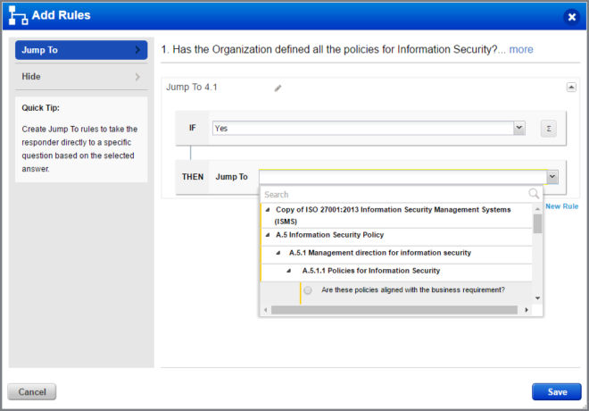 Configure a rule in Qualys Security Assessment Questionnaire