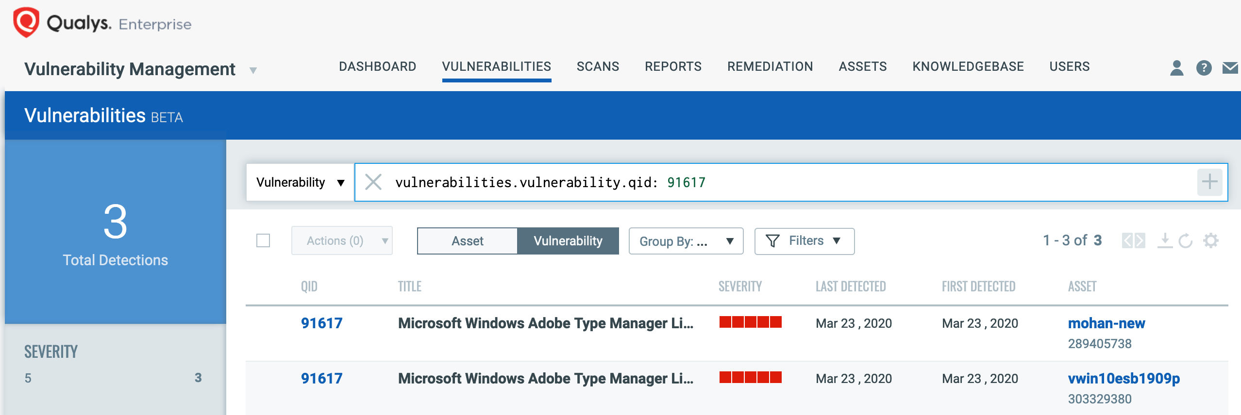 Qualys vulnerability knowledgebase