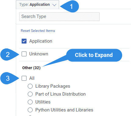 Qualys CSAM – Software Tab – Type Filter View