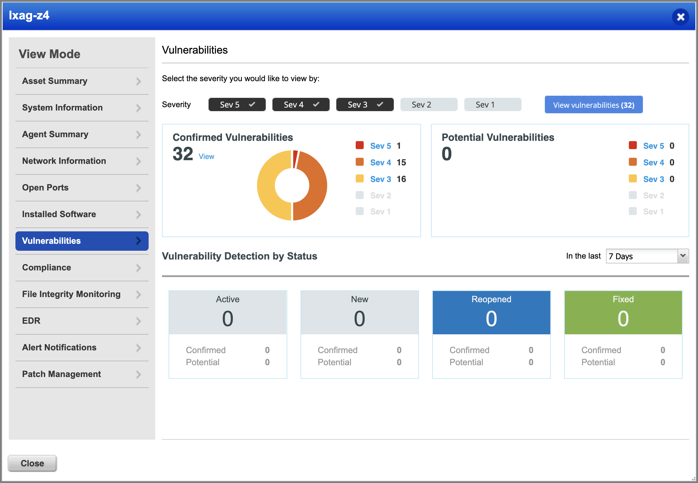 View of Vulnerabilities from Qualys Cloud Agent User Interface (UI)
