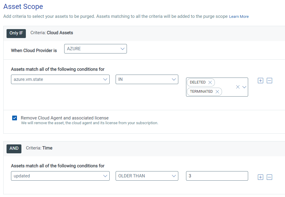 Qualys Asset Scope window: Azure