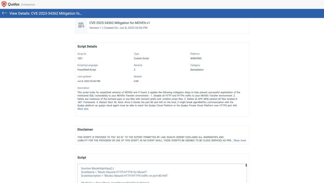 Progress MOVEit Transfer Vulnerability Being Actively Exploited | Qualys