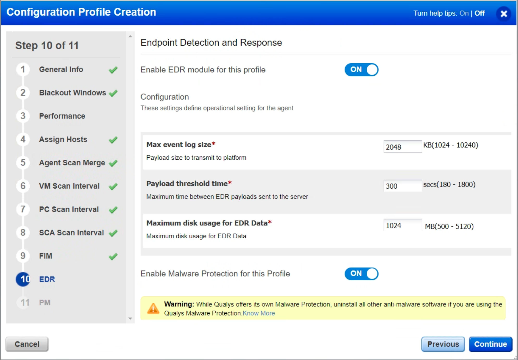 Enable EDR module 