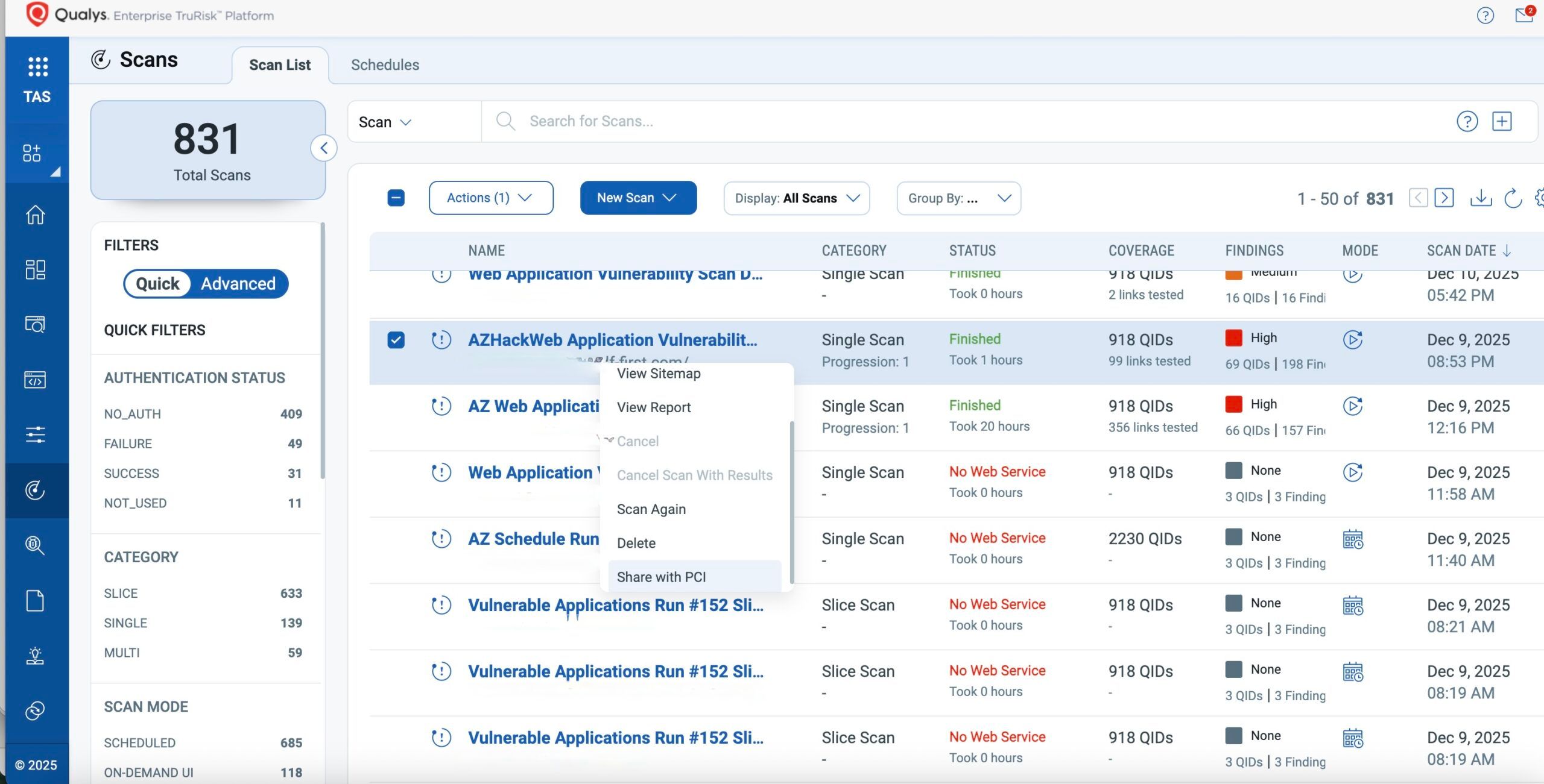 Qualys PCI - Scanning Vendor platform