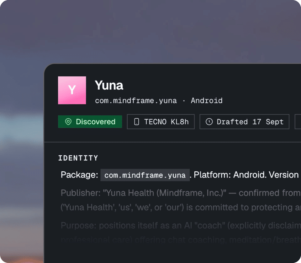 App context saved for future test runs