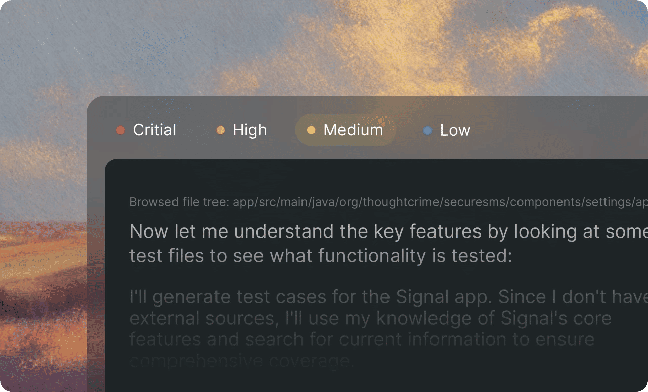 Test generation from product context