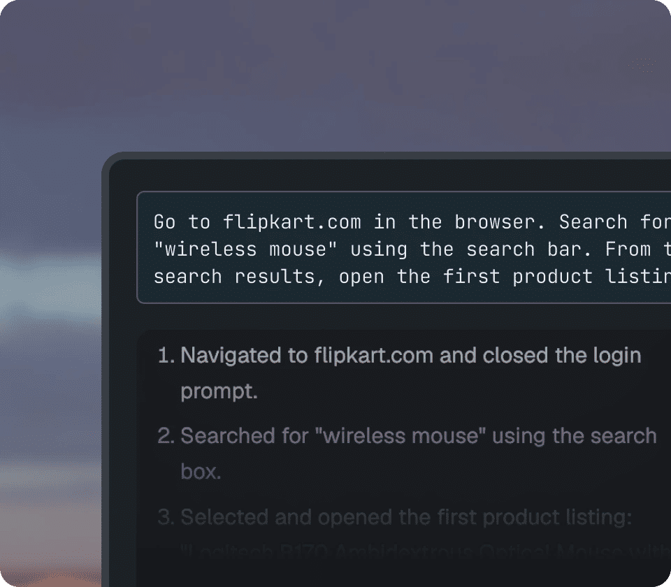Describe a test flow in plain language