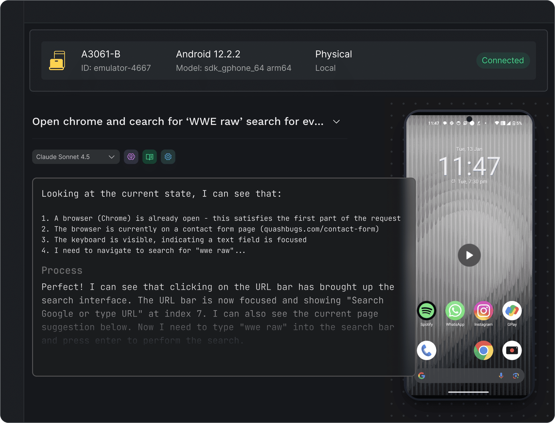 Quash intent-driven test execution interface