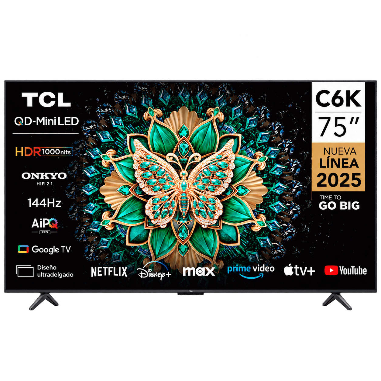 Téléviseur  Smart TCL - 75C6K  - 75 pouces  QD-Mini LED  4K HDR - Garantie 06 Mois