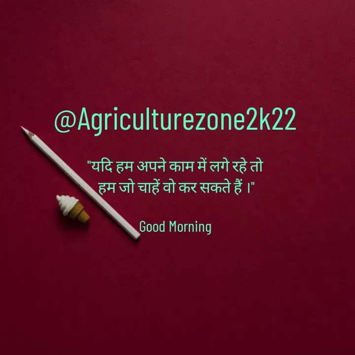 Quote by motivation pari🧚‍♀️ - @Agriculturezone2k22

"यदि हम अपने काम में लगे रहे तो
 हम जो चाहें वो कर सकते हैं ।"

Good Morning - Made using Quotes Creator App, Post Maker App