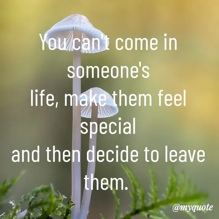 Quote by Aryadurga Fabtek - You can't come in someone's
life, make them feel special
and then decide to leave them.  - Made using Quotes Creator App, Post Maker App
