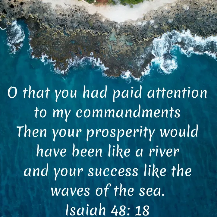 Quote by Felsi D'souza - O that you had paid attention to my commandments       Then your prosperity would have been like a river and your success like the       waves of the sea.
Isaiah 48: 18 - Made using Quotes Creator App, Post Maker App