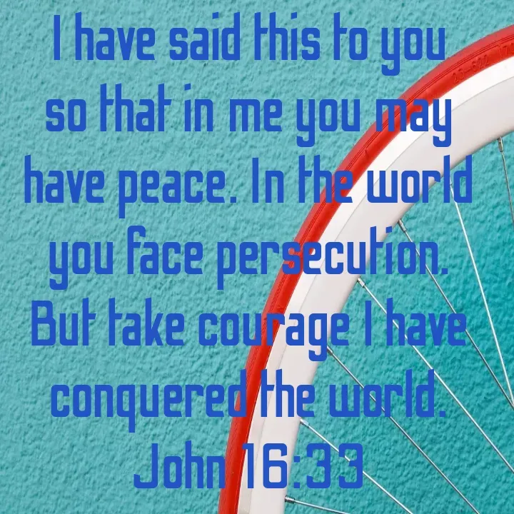 Quote by Felsi D'souza - I have said this to you so that in me you may have peace. In the world you face persecution. But take courage I have conquered the world.
John 16:33
 - Made using Quotes Creator App, Post Maker App