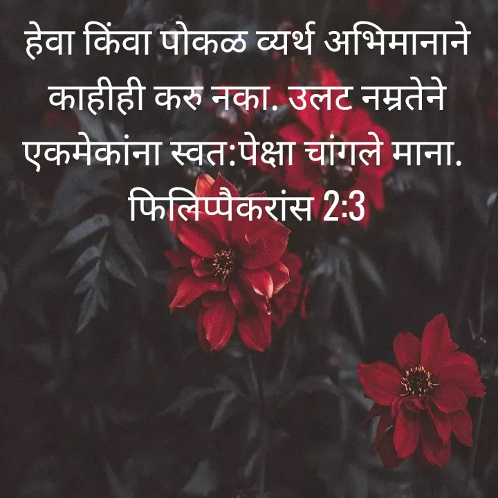 Quote by Felsi D'souza - हेवा किंवा पोकळ व्यर्थ अभिमानाने काहीही करु नका. उलट नम्रतेने एकमेकांना स्वत:पेक्षा चांगले माना. 
फिलिप्पैकरांस 2:3

 - Made using Quotes Creator App, Post Maker App