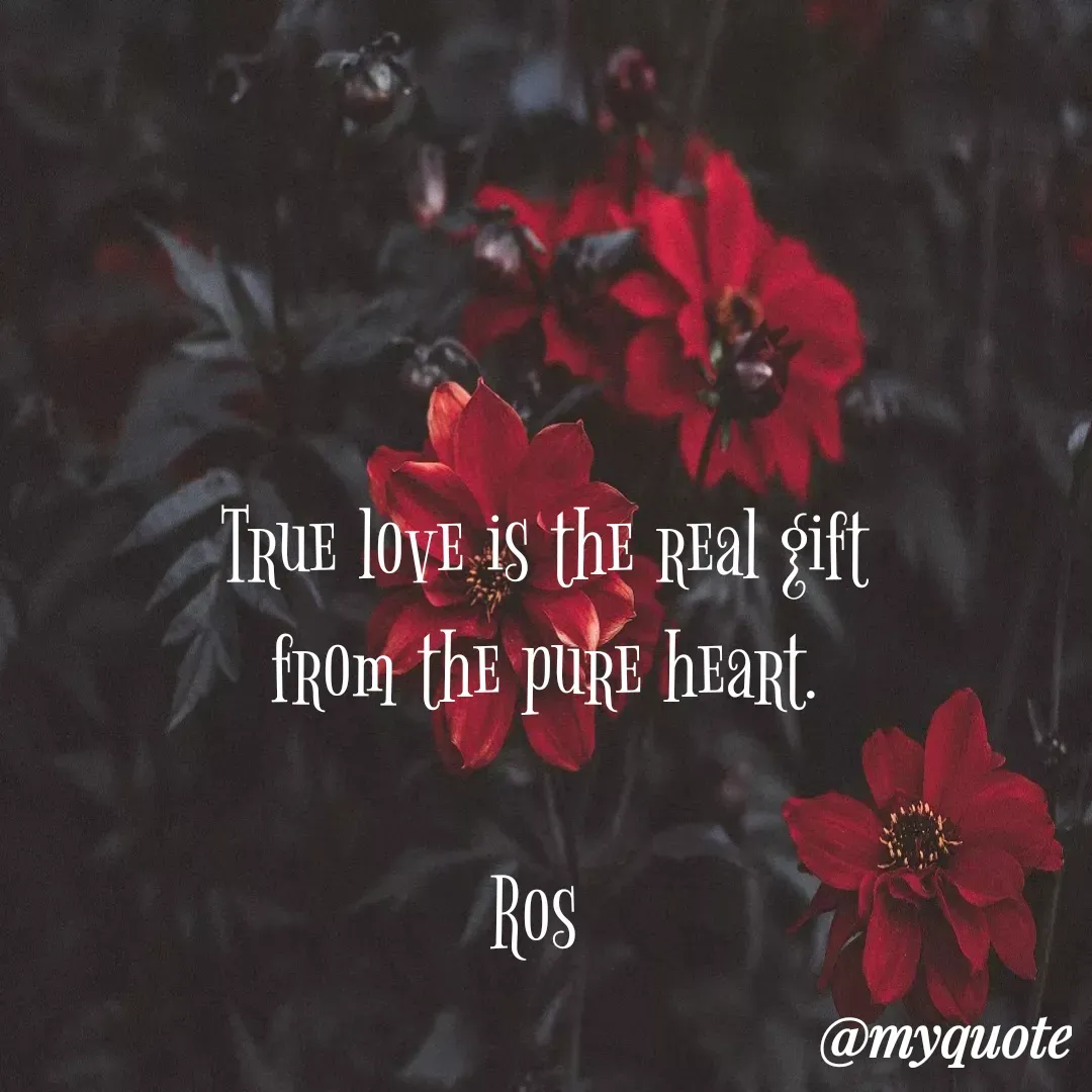 Quote by Ros World - True love is the real gift
from the pure heart.

Ros  - Made using Quotes Creator App, Post Maker App