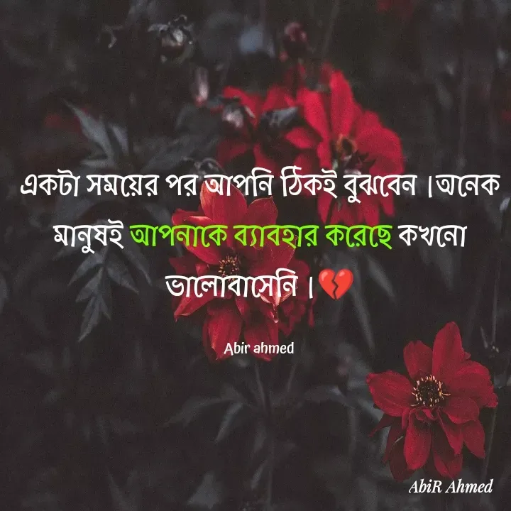 Quote by Abir Ahmed - একটা সময়ের পর আপনি ঠিকই বুঝবেন।অনেক মানুষই আপনাকে ব্যাবহার করেছে কখনো ভালোবাসেনি।💔

Abir ahmed  - Made using Quotes Creator App, Post Maker App