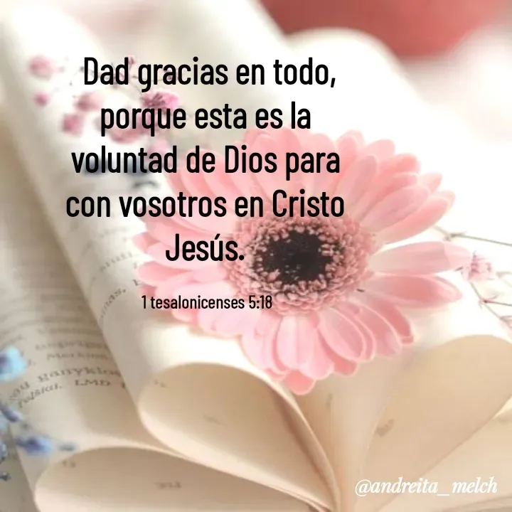 Quote by Andreita_melch -  Dad gracias en todo, porque esta es la voluntad de Dios para con vosotros en Cristo Jesús.

 1 tesalonicenses 5:18 - Made using Quotes Creator App, Post Maker App