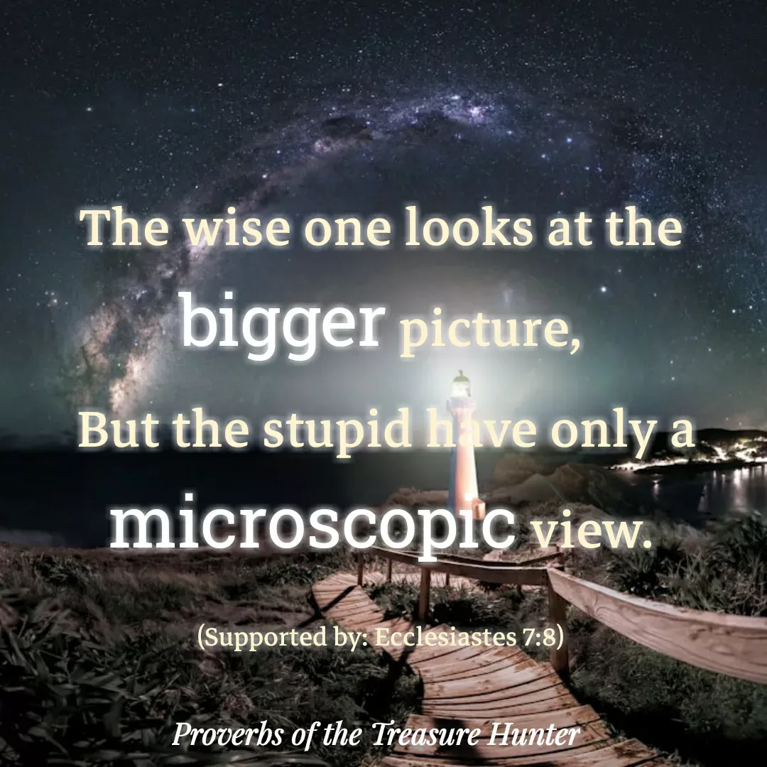 Quote by Joshua Van De Vyver - The wise one looks at the bigger picture,
 But the stupid have only a microscopic view.

(Supported by: Ecclesiastes 7:8) - Made using Quotes Creator App, Post Maker App