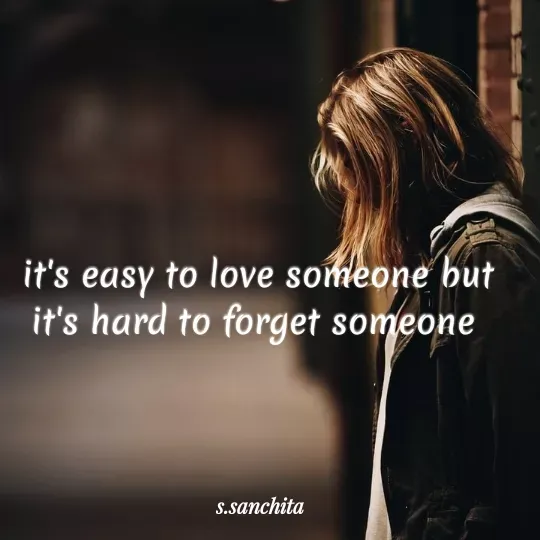 Quote by Suchisanchita Mohanty - it's easy to love someone but
it's hard to forget someone
S.sanchita
 - Made using Quotes Creator App, Post Maker App