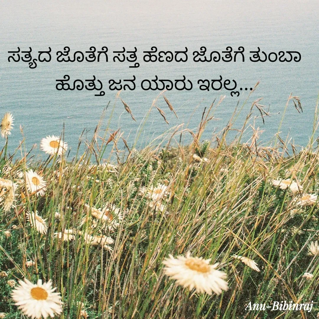 Quote by Anu Bibinraj - ಸತ್ಯದ ಜೊತೆಗೆ ಸತ್ತ ಹೆಣದ ಜೊತೆಗೆ ತುಂಬಾ ಹೊತ್ತು ಜನ ಯಾರು ಇರಲ್ಲ... - Made using Quotes Creator App, Post Maker App