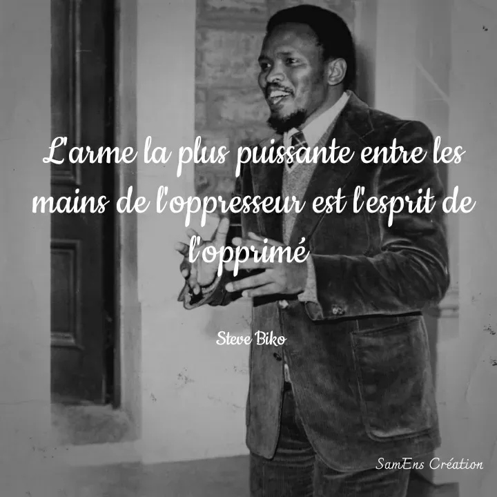 Quote by Guévara Lafalaise - L'arme la plus puissante entre les mains de l'oppresseur est l'esprit de l'opprimé 


Steve Biko  - Made using Quotes Creator App, Post Maker App