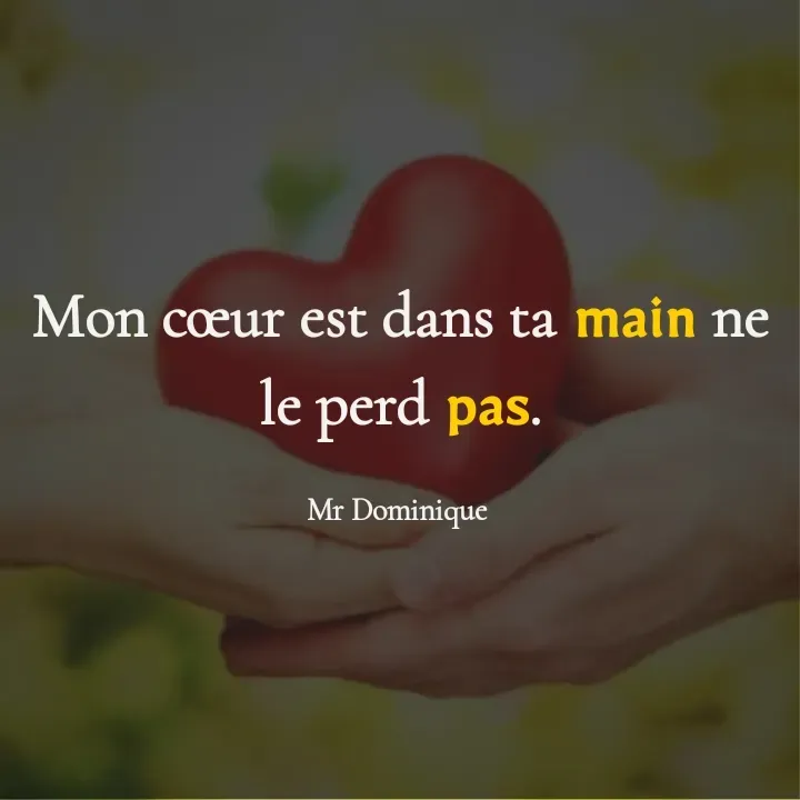 Quote by Blanc Jude - Mon cœur est dans ta main ne le perd pas.

Mr Dominique  - Made using Quotes Creator App, Post Maker App