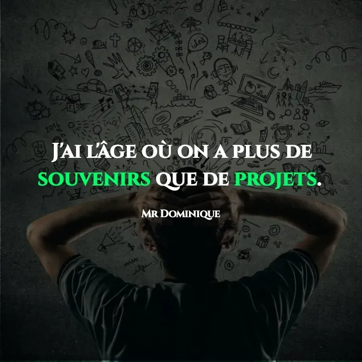 Quote by Blanc Jude - J'ai l'âge où on a plus de souvenirs que de projets. 

Mr Dominique  - Made using Quotes Creator App, Post Maker App