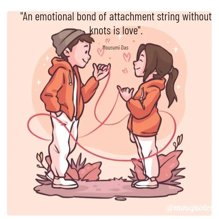Quote by Mousumi Das - "An emotional bond of attachment string without knots is love".

Mousumi Das  - Made using Quotes Creator App, Post Maker App