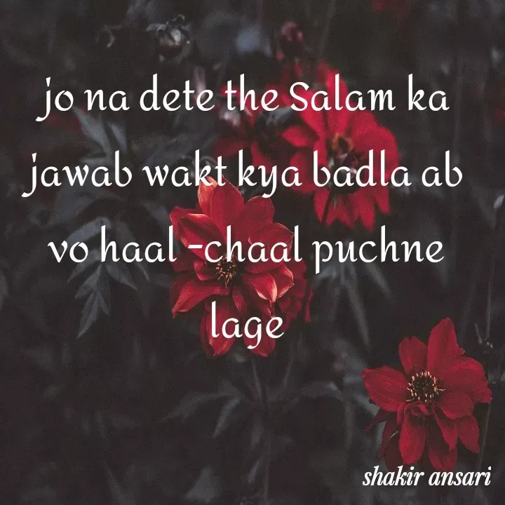 Quote by shakir ansari - jo na dete the Salam ka jawab wakt kya badla ab vo haal -chaal puchne lage - Made using Quotes Creator App, Post Maker App