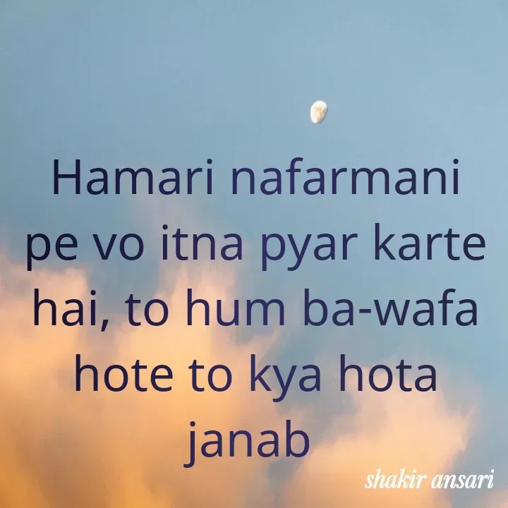 Quote by shakir ansari - Hamari nafarmani pe vo itna pyar karte hai, to hum ba-wafa hote to kya hota janab  - Made using Quotes Creator App, Post Maker App