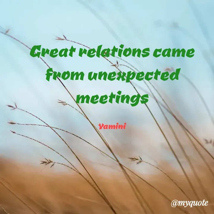 Quote by Yamini Menda - Great relations came from unexpected meetings

Yamini - Made using Quotes Creator App, Post Maker App