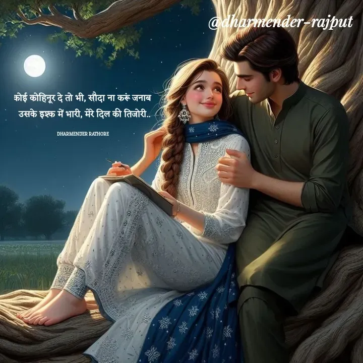 Quote by Dharmender Rathore - कोई कोहिनूर दे तो भी, सौदा ना करूं जनाब 
 उसके इश्क में भारी, मेरे दिल की तिजोरी..

DHARMENDER RATHORE  - Made using Quotes Creator App, Post Maker App
