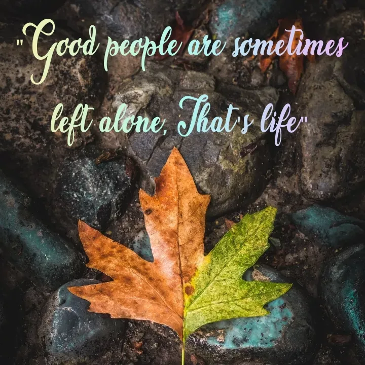 Quote by Shruti Varade - "Good people are sometimes
left aléne, That s life
 - Made using Quotes Creator App, Post Maker App