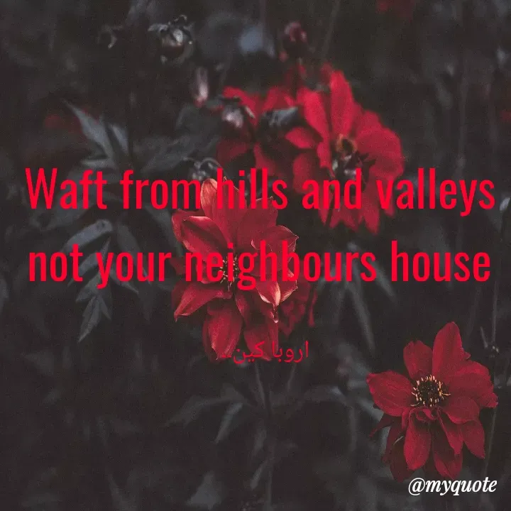 Quote by اروبا  کین۔۔۔ - Waft from hills and valleys 
not your neighbours house 

اروبا کین۔۔ - Made using Quotes Creator App, Post Maker App