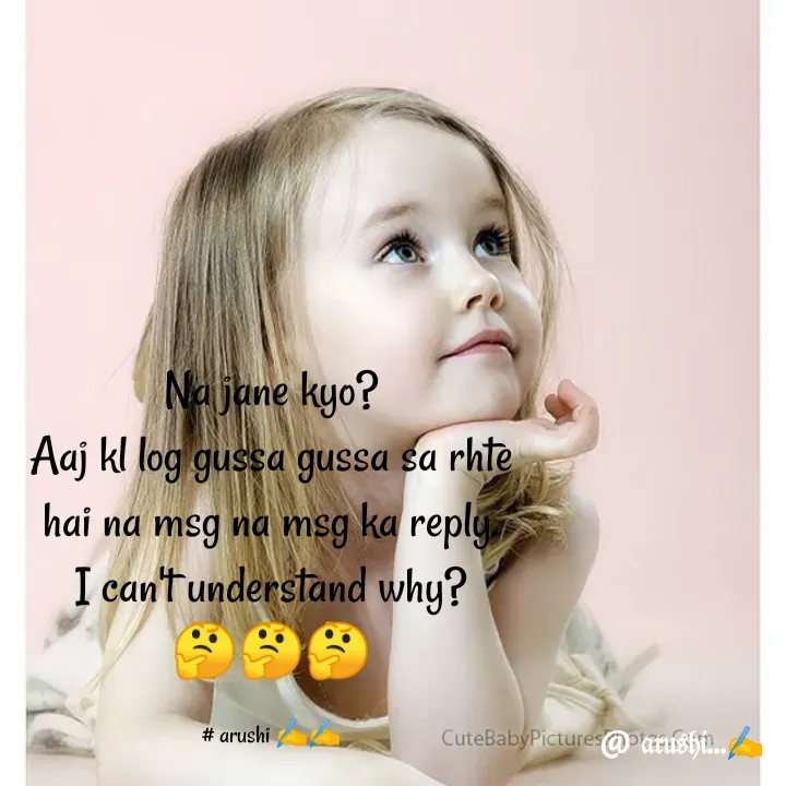Quote by Arushi Pandey - Na jane kyo?                                                                        Aaj kl log gussa gussa sa rhte hai na msg na msg ka reply.                                                                                        I can't understand why?                                                    🤔🤔🤔

# arushi ✍️✍️ - Made using Quotes Creator App, Post Maker App