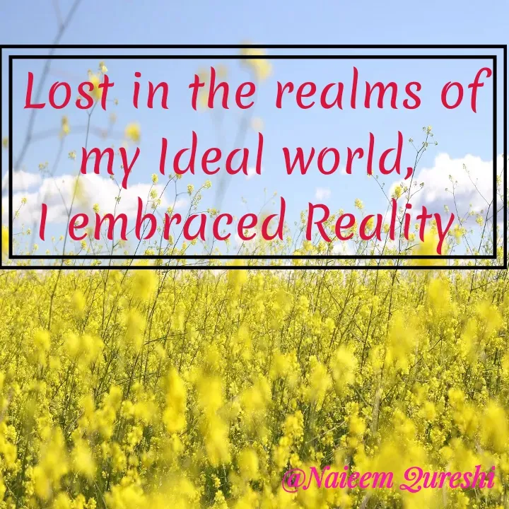 Quote by Naieem Qureshi ☑️ - Lost in the realms of my Ideal world, 
I embraced Reality  - Made using Quotes Creator App, Post Maker App