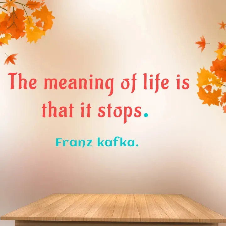Quote by Naieem Qureshi ☑️ - The meaning of life is that it stops. 

Franz kafka.  - Made using Quotes Creator App, Post Maker App