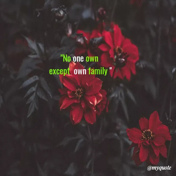 Quote by Rahish indian - "No one own 
except  own family " - Made using Quotes Creator App, Post Maker App