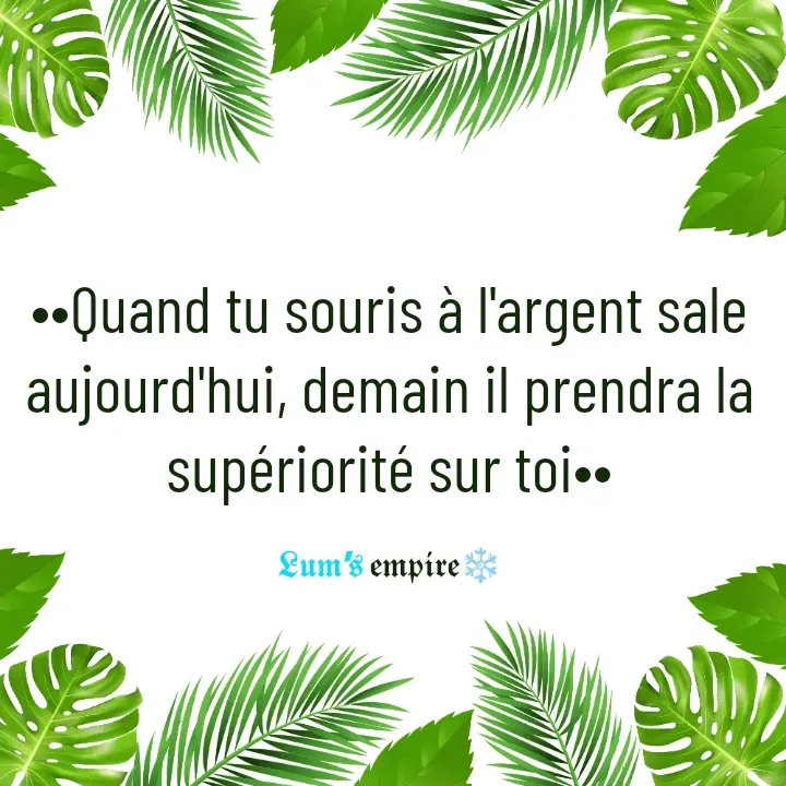 Quote by Jeremie Lusiama - ••Quand tu souris à l'argent sale aujourd'hui, demain il prendra la supériorité sur toi••

𝕷𝖚𝖒'𝖘 𝖊𝖒𝖕𝖎𝖗𝖊❄️ - Made using Quotes Creator App, Post Maker App